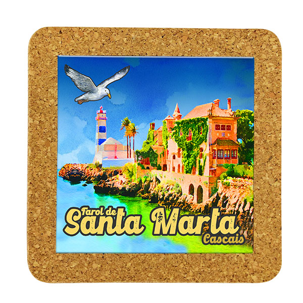 Tile square 10cm with base in cork