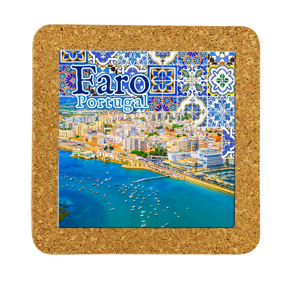 Tile square 15cm with base in cork