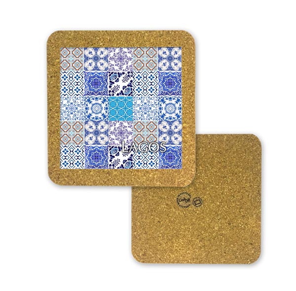 Tile square 10cm with base in cork