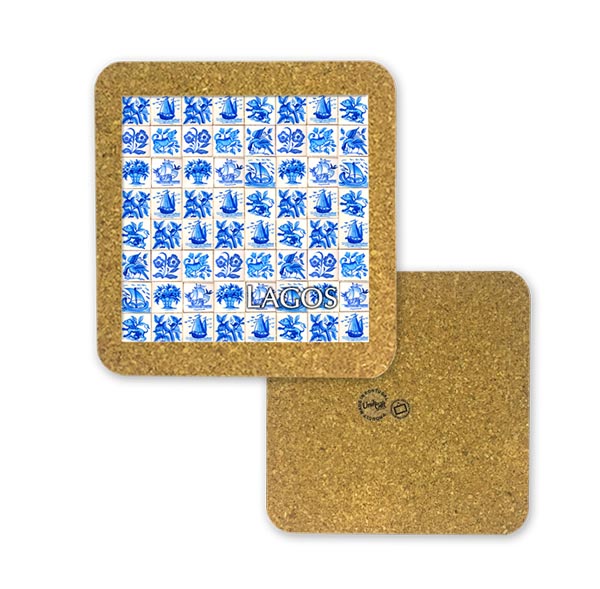 Tile square 10cm with base in cork