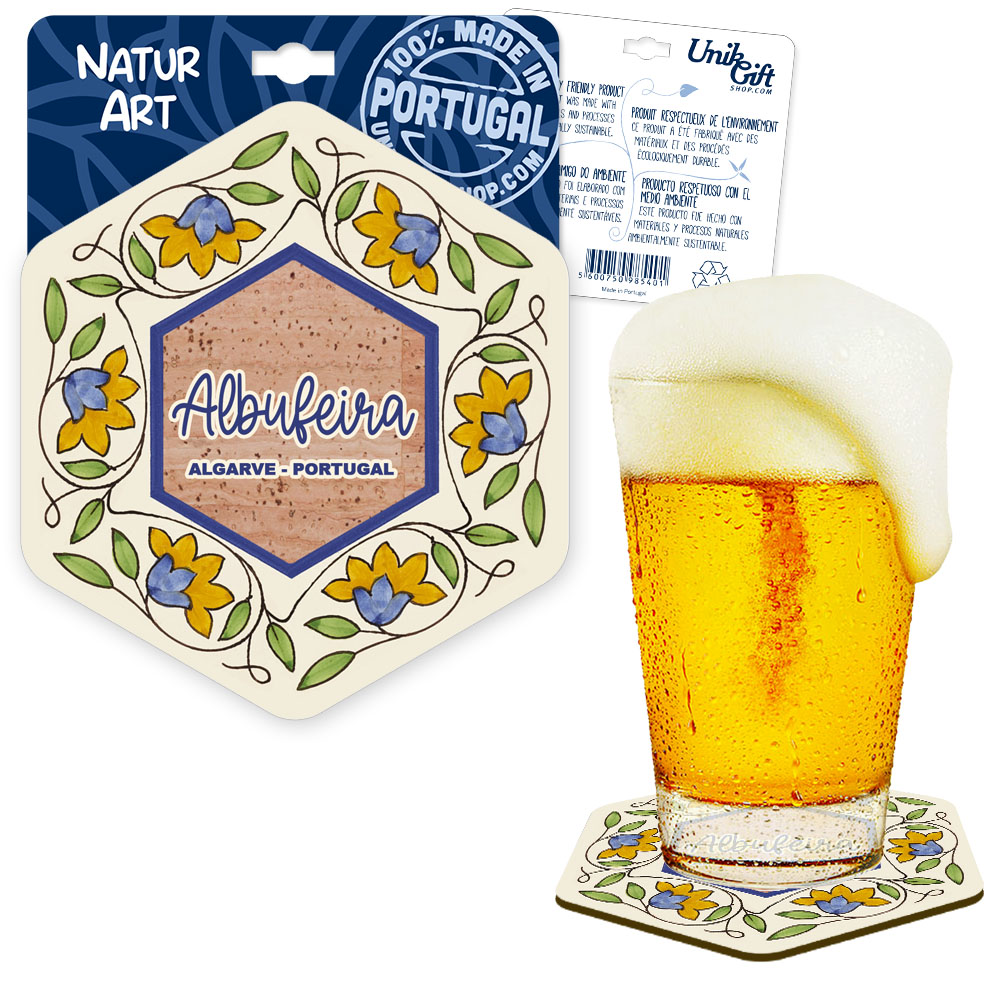 Hexagonal cork coaster