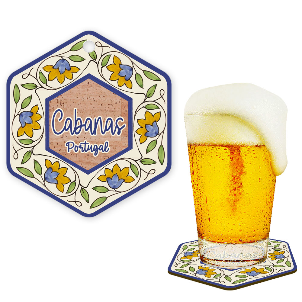 Hexagonal cork coaster