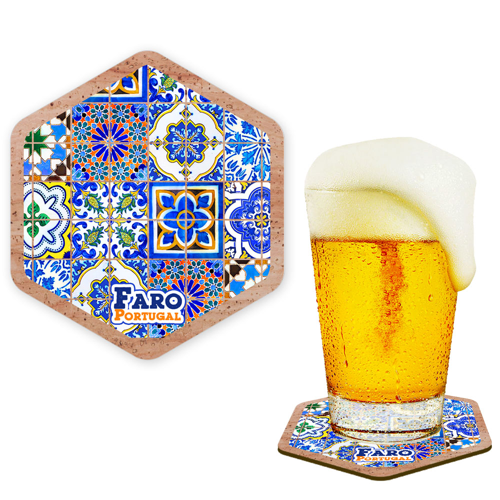 Hexagonal cork coaster