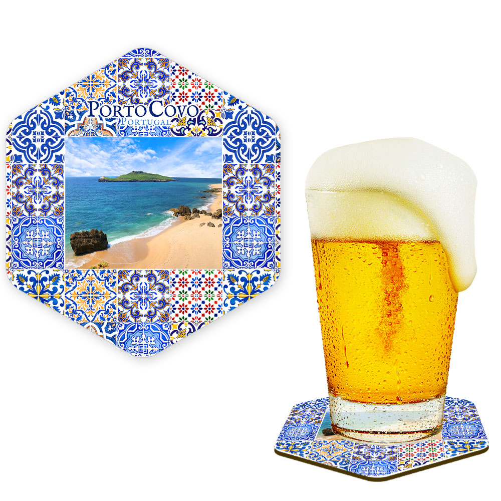 Hexagonal cork coaster