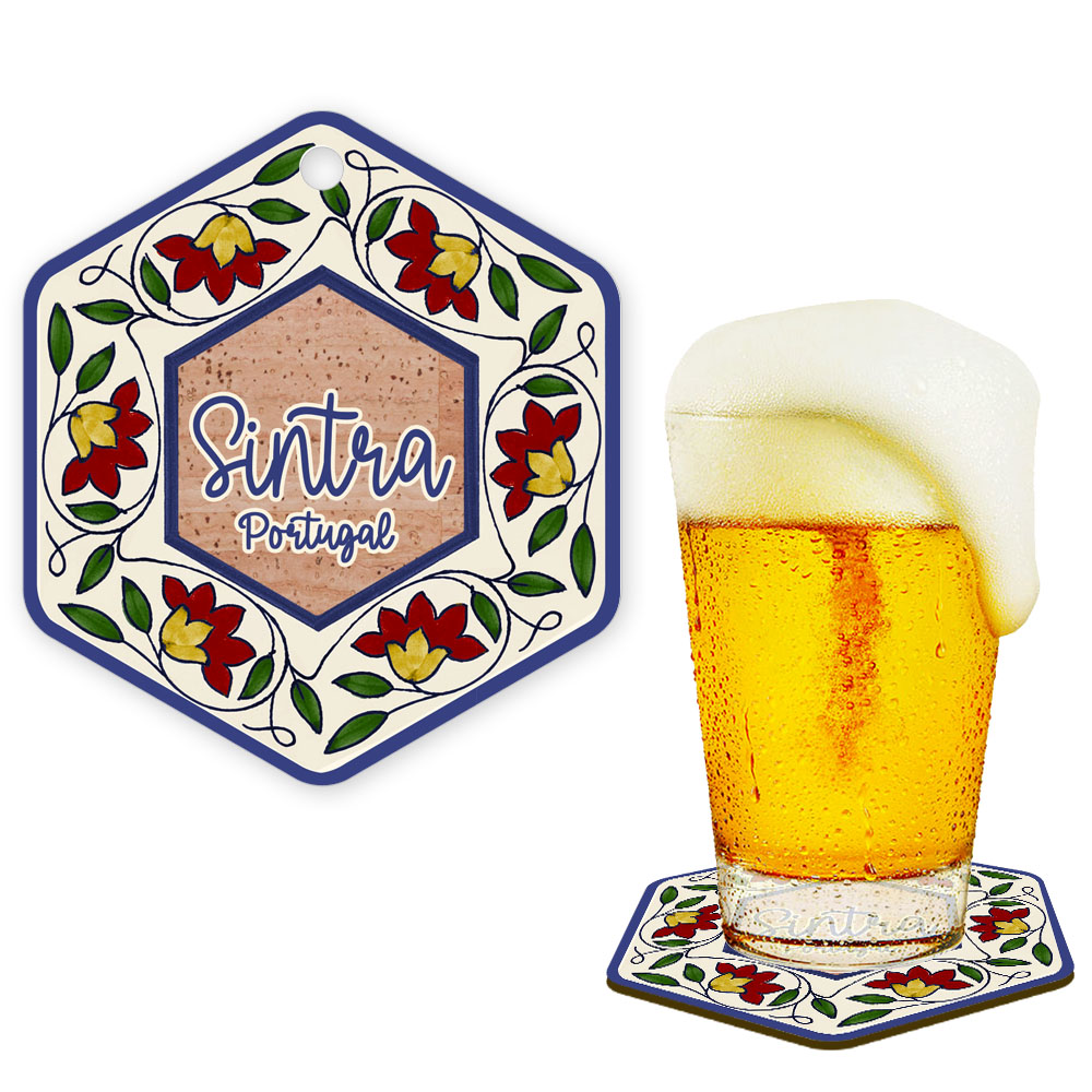 Hexagonal cork coaster