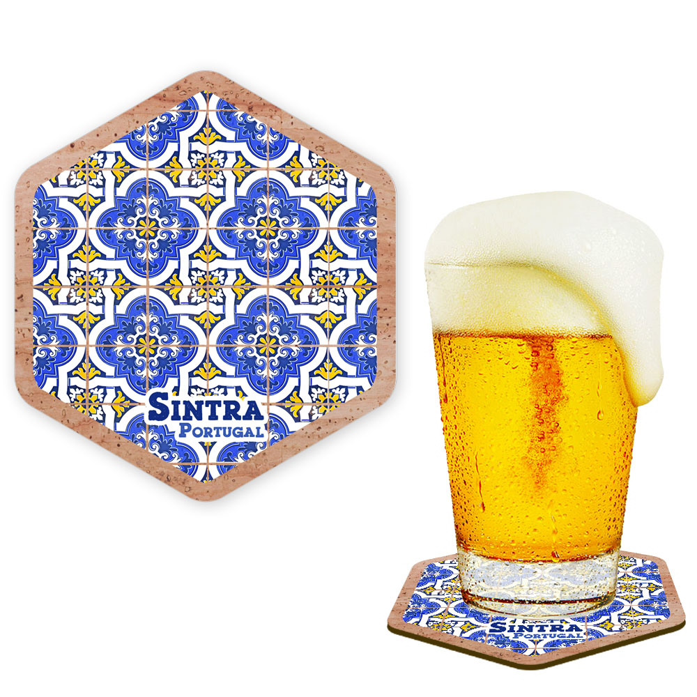 Hexagonal cork coaster