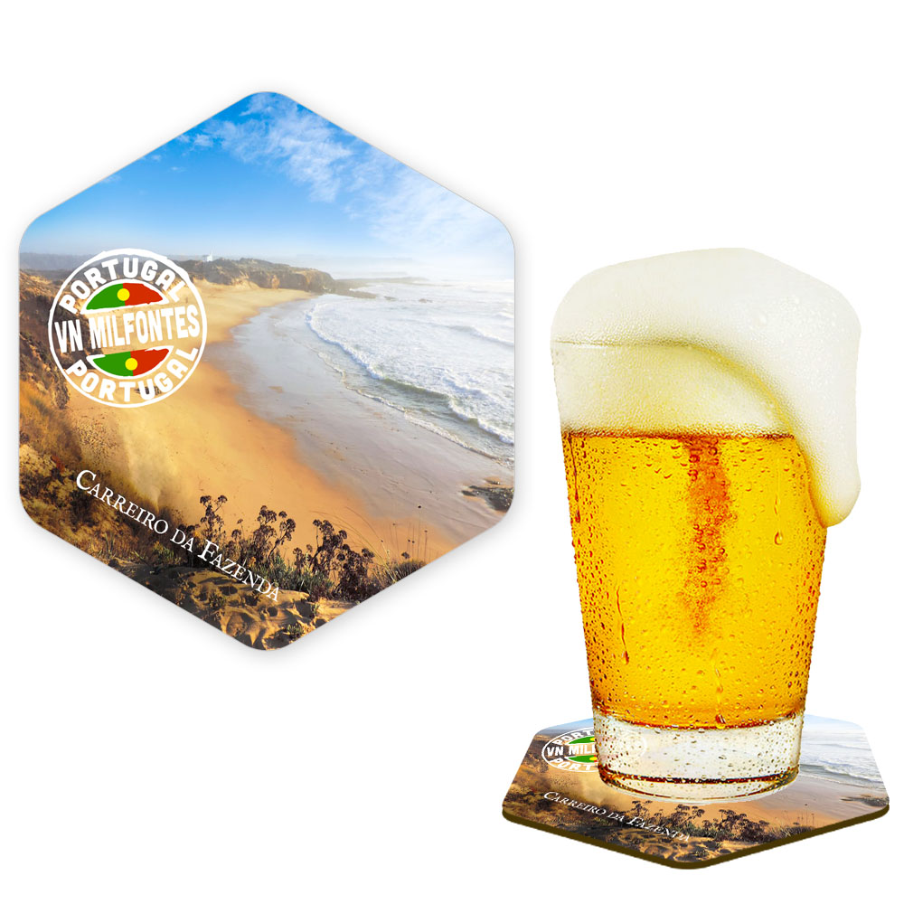 Hexagonal cork coaster